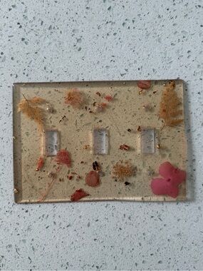 Handmade Resin Triple Switch Plate Cover with Preserved Flowers